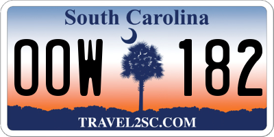 SC license plate OOW182