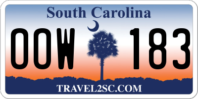 SC license plate OOW183