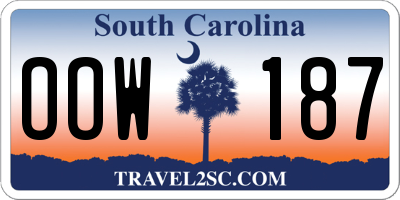 SC license plate OOW187