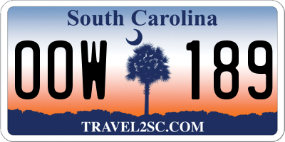 SC license plate OOW189