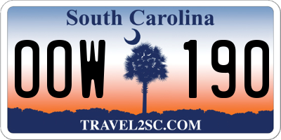 SC license plate OOW190