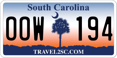 SC license plate OOW194