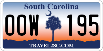 SC license plate OOW195
