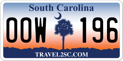 SC license plate OOW196