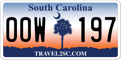 SC license plate OOW197
