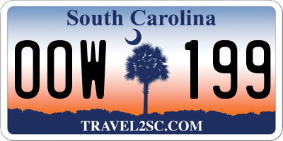 SC license plate OOW199
