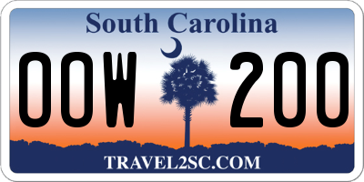 SC license plate OOW200