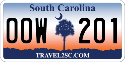 SC license plate OOW201