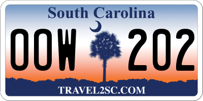 SC license plate OOW202