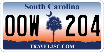 SC license plate OOW204