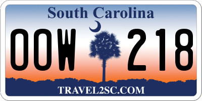 SC license plate OOW218
