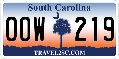 SC license plate OOW219