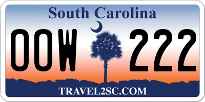 SC license plate OOW222