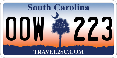 SC license plate OOW223