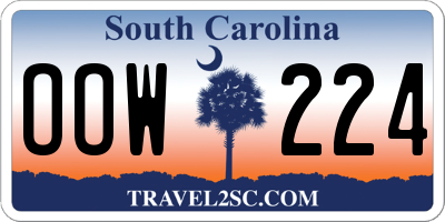 SC license plate OOW224