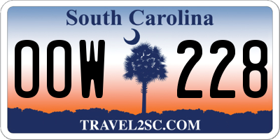 SC license plate OOW228