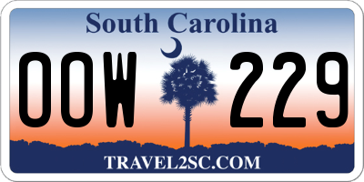 SC license plate OOW229