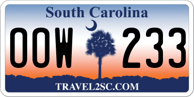SC license plate OOW233