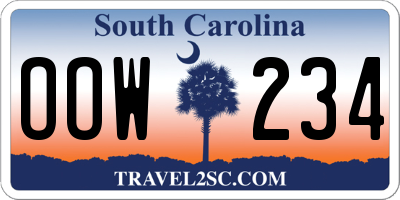 SC license plate OOW234