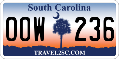 SC license plate OOW236