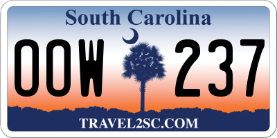 SC license plate OOW237