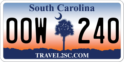 SC license plate OOW240