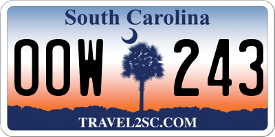 SC license plate OOW243