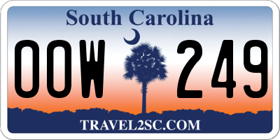 SC license plate OOW249