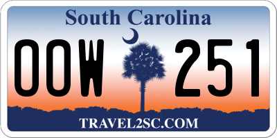 SC license plate OOW251