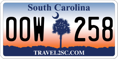 SC license plate OOW258
