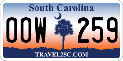 SC license plate OOW259