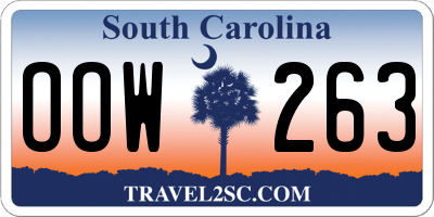 SC license plate OOW263