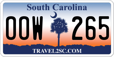 SC license plate OOW265
