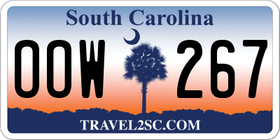 SC license plate OOW267