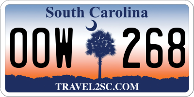 SC license plate OOW268