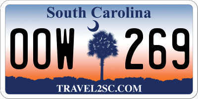 SC license plate OOW269