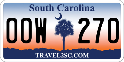 SC license plate OOW270