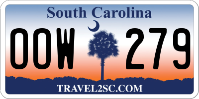 SC license plate OOW279