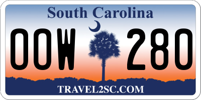 SC license plate OOW280