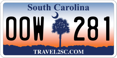 SC license plate OOW281