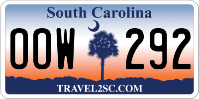 SC license plate OOW292