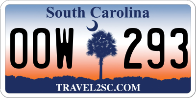 SC license plate OOW293