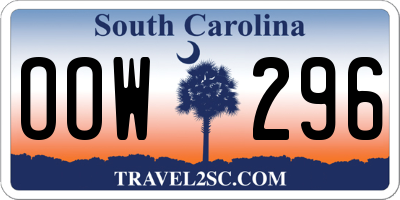 SC license plate OOW296