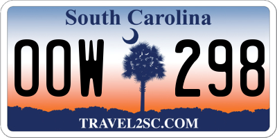SC license plate OOW298