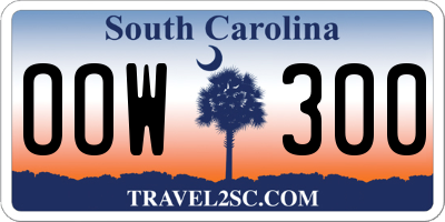 SC license plate OOW300