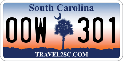SC license plate OOW301