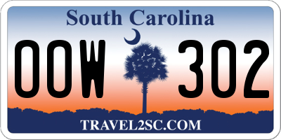 SC license plate OOW302
