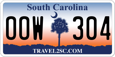 SC license plate OOW304