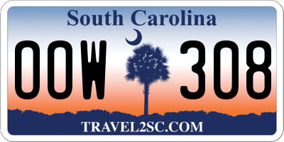 SC license plate OOW308