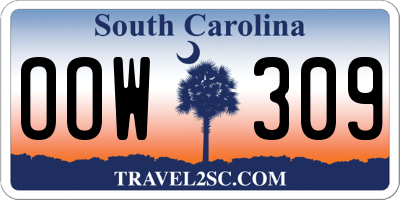 SC license plate OOW309